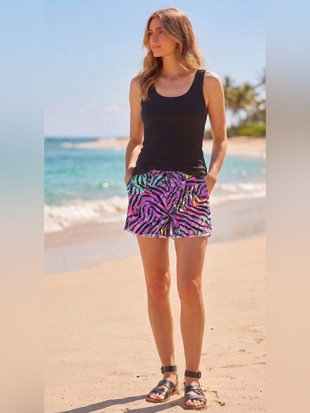LEI - Size 13 Juniors - Multicolor Zebra-Print Shorts